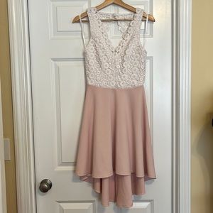 SOLD!!   White Lace & Blush hi-lo dress Size 7/8